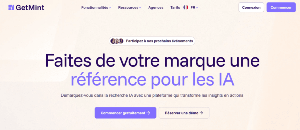 page d'accueil du site getmint.ai