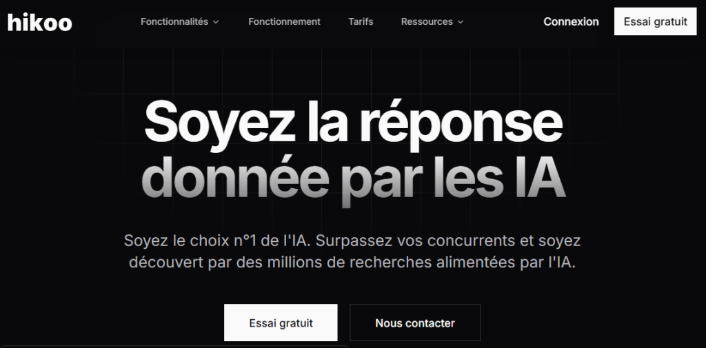 page d'accueil du site hikoo