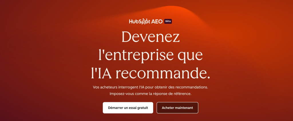 accueil de l'outil hubspot AEO