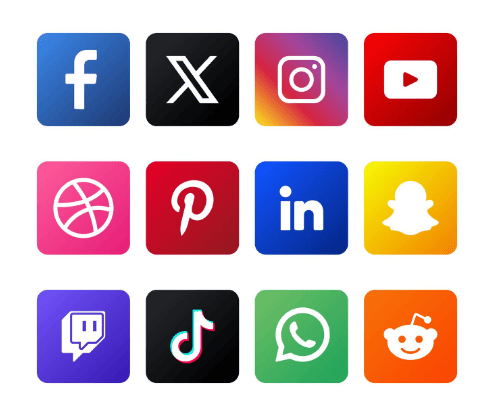 logos des plateformes et réseaux sociaux