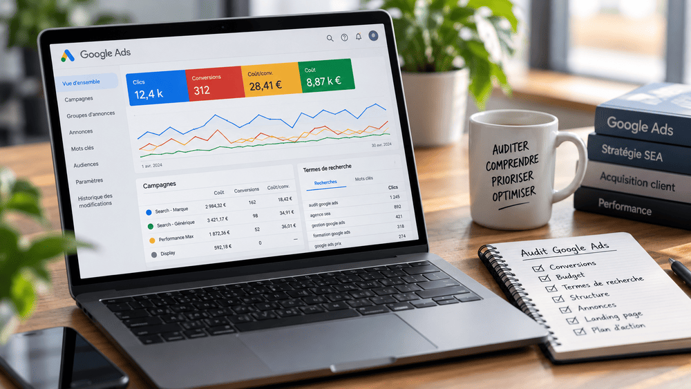 interface google ads sur ordinateur