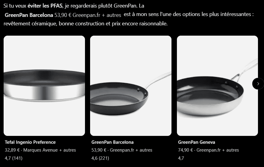 exemple de citation d'un produit dans ChatGPT