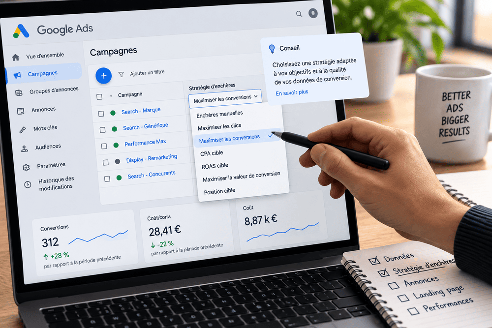 stratégie d'enchères sur google ads